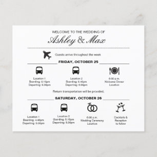 Simple Black and White Wedding Weekend Itinerary