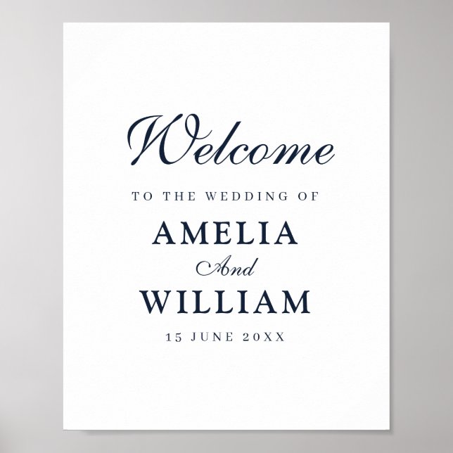 simple black and white wedding welcome sign (Front)