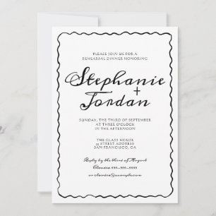 Simple Black and White Whimsical Frame Wedding Invitation