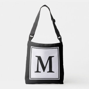 Simple Black and White with Monogram Crossbody Bag