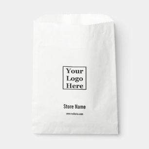 Simple Black and White Your Logo Here Template Favour Bags