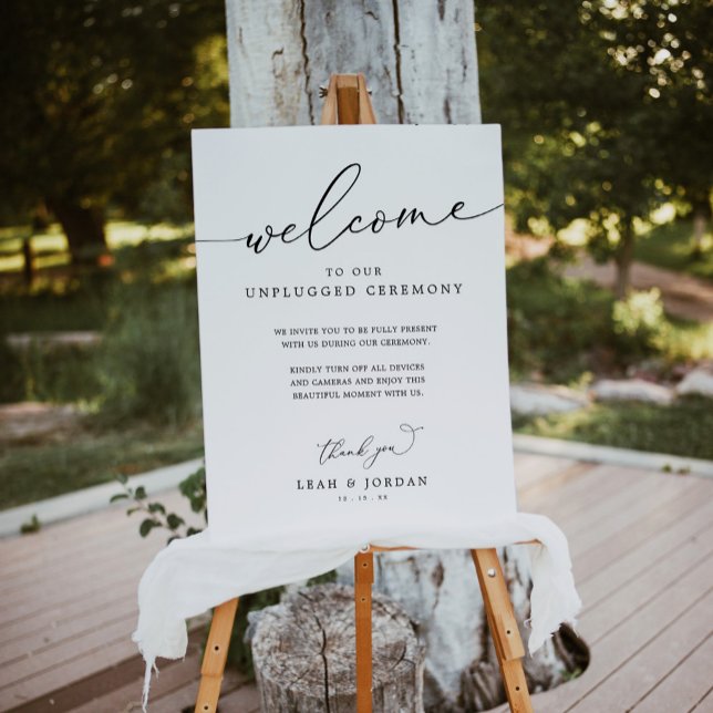 Simple Black And WhUnplugged Wedding Ceremony Sign (Creator Uploaded)