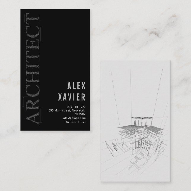 simple black architect business card (Front/Back)