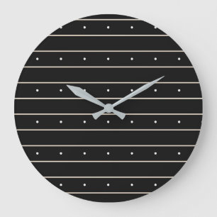 Simple Black Background With Grey Stripes And Tiny Large Clock