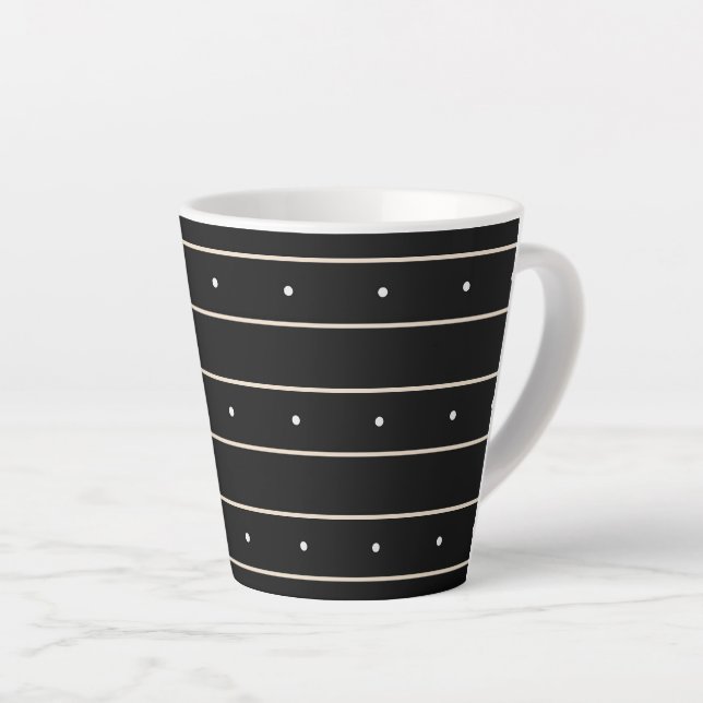 Simple Black Background With Grey Stripes And Tiny Latte Mug (Right Angle)