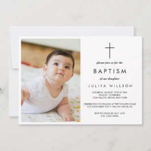 Simple black  Baptism photo  Invitation