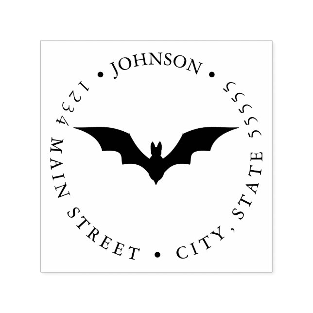 Simple Black Bat Silhouette Return Label Self-inking Stamp (Design)