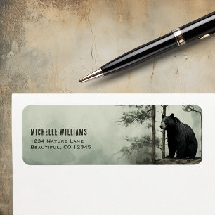 Simple Black Bear Rustic Woodland Forest Address