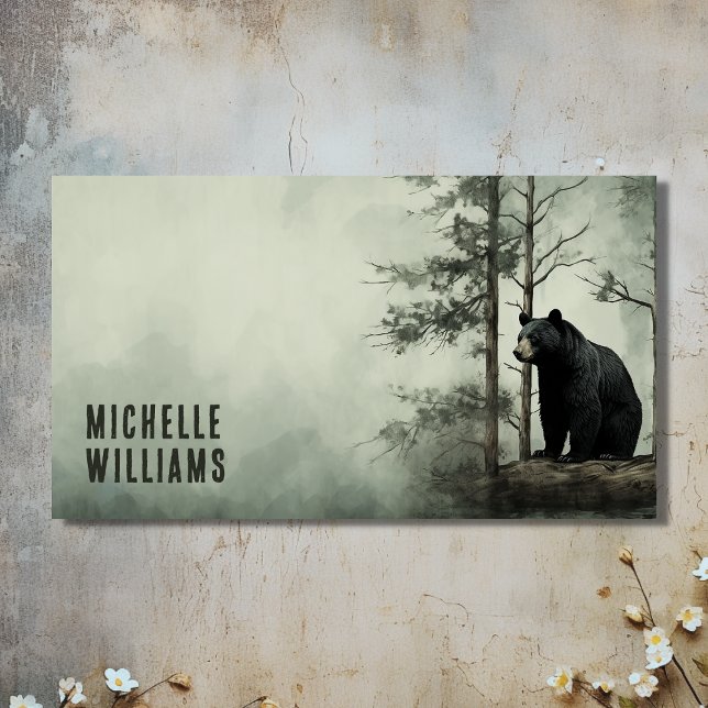 Simple Black Bear Rustic Woodland Forest Business Card (Front - Simple Black Bear Rustic Woodland Forest Business Card)