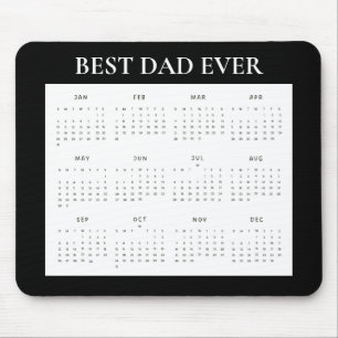 Simple Black Best Dad Ever 2027 Calendar Mouse Mat