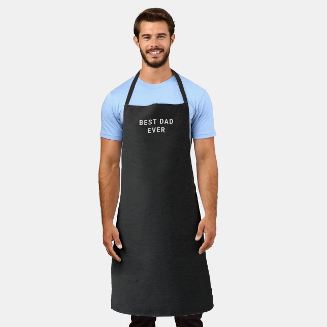 Simple Black Best Dad Ever Father's Day Modern Apron (Worn)