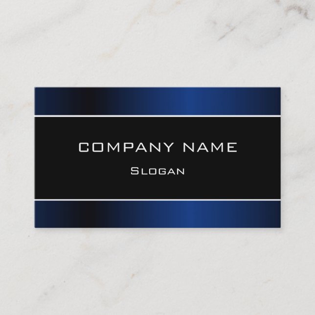 Simple Black & Blue Business Card (Front)