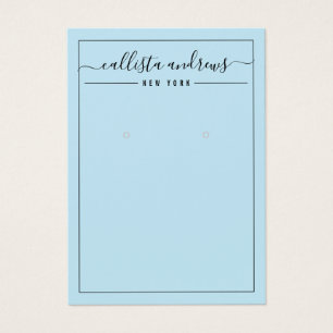 Simple Black Blue Cursive Earring Display Card