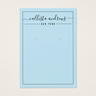 Simple Black Blue Cursive Earring Display Card