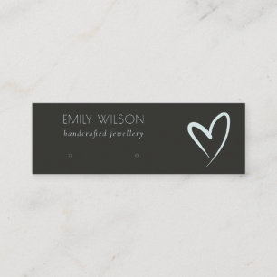 Simple Black Blue Heart Stud Earring Display Mini Business Card