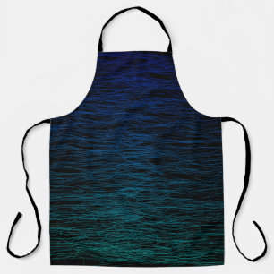 Simple Black Blue Teal Abstract Scribble Texture Apron