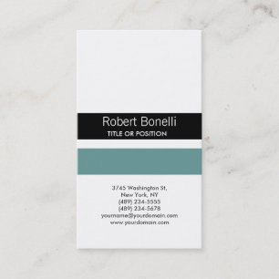 Simple Black Blue White Plain Business Card