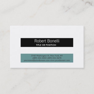 Simple Black Blue White Plain Business Card