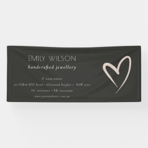 Simple Black Blush Heart Business Coorporate  Banner