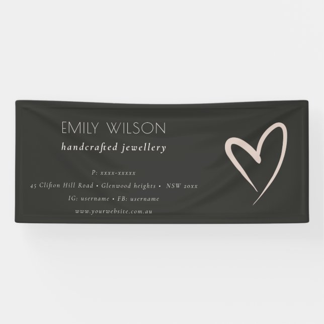 Simple Black Blush Heart Business Coorporate  Banner (Horizontal)