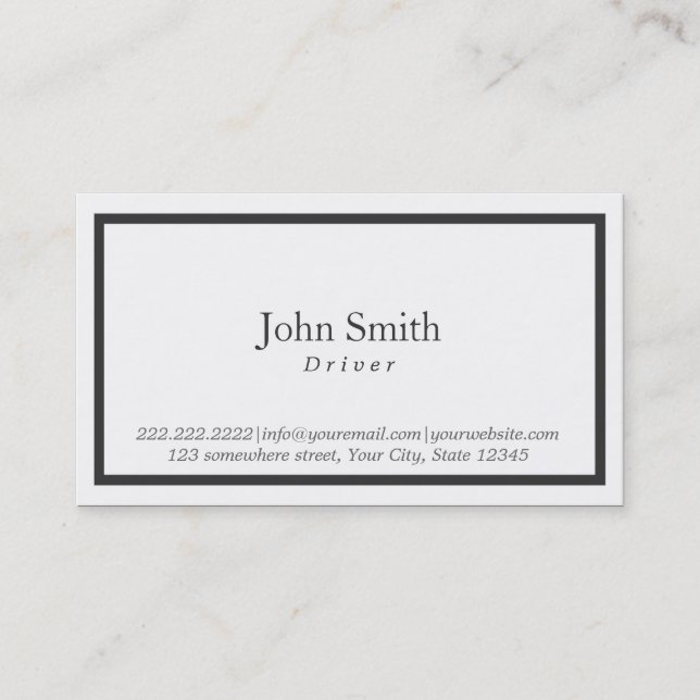 Simple Black Border Driver Business Card (Front)