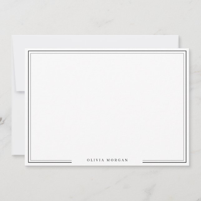 Simple Black Border Name Stationery  Card (Front)
