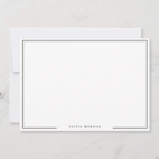 Simple Black Border Name Stationery Card