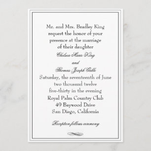 Simple Black Border Wedding Invitation