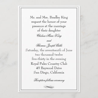 Simple Black Border Wedding Invitation