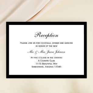 Simple Black Border Wedding Reception Card