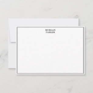 Simple Black Border with Name Stationery Card