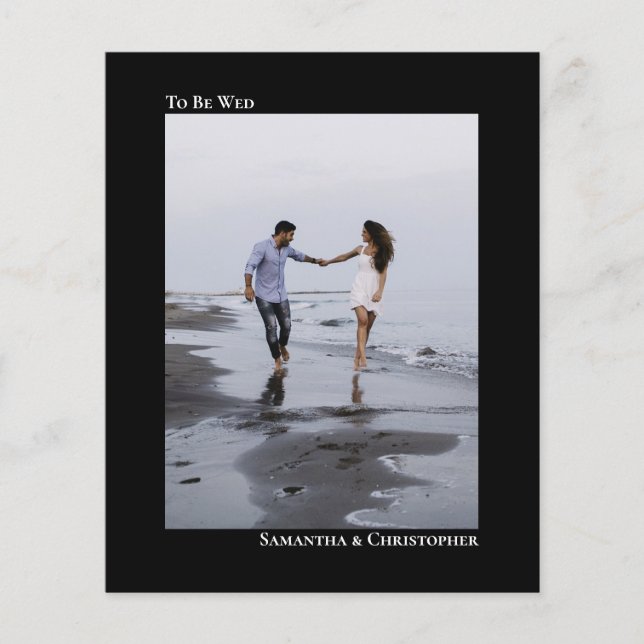 Simple Black BUDGET Wedding Photo Invitation (Front)