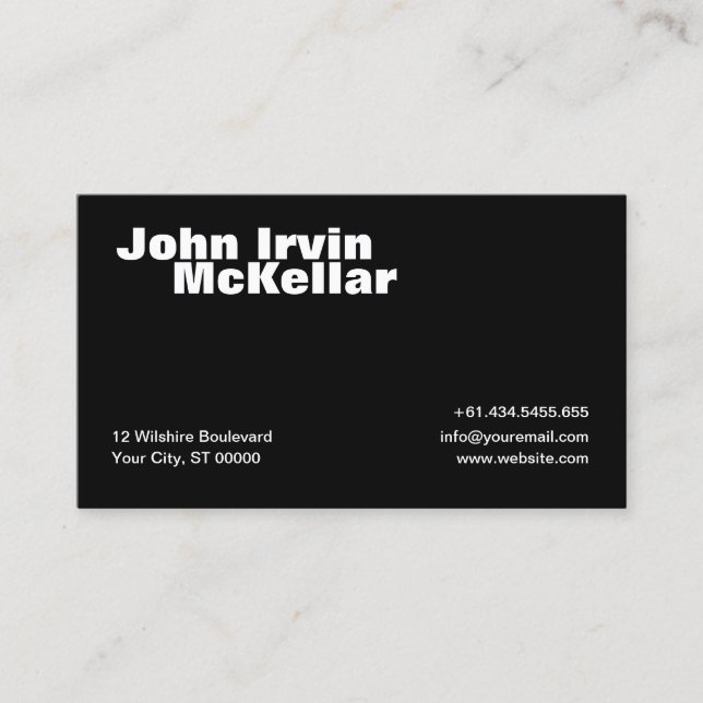Simple Black Business Card (Front)