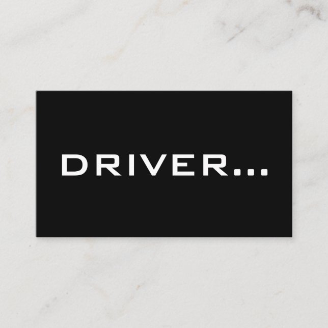 Simple Black Business Card White Text - DRIVER (Front)