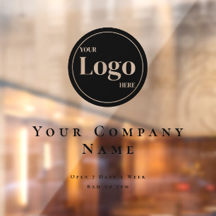 Simple black Business Logo Opening Hours Window Cling