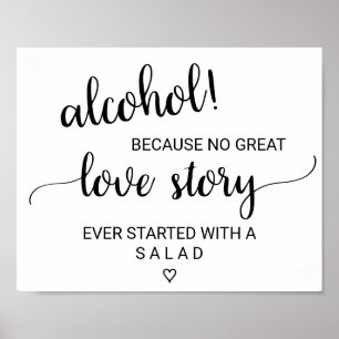 Simple Black Calligraphy Alcohol Love Story Sign