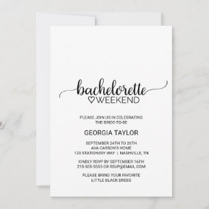 Simple Black Calligraphy Bachelorette Weekend Invitation
