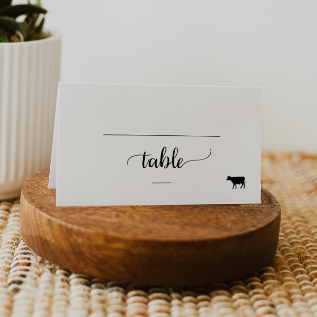 Simple Black Calligraphy Beef Meal Option Wedding Place Card (Creator Uploaded)