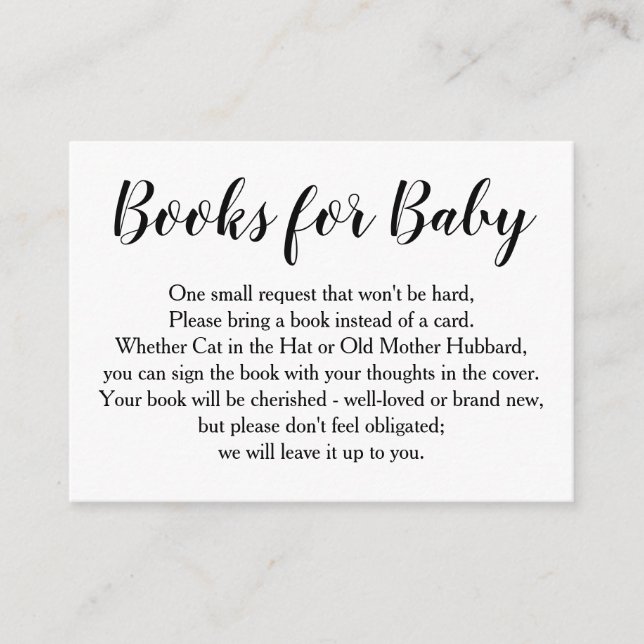 Simple Black Calligraphy Book Request Insert (Front)