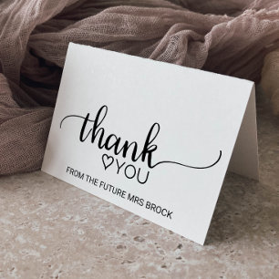Simple Black Calligraphy Bridal Shower Thank You Card