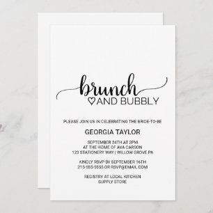 Simple Black Calligraphy Brunch and Bubbly Invitation