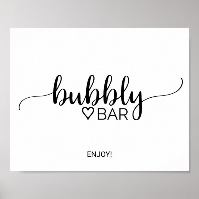 Simple Black Calligraphy Bubbly Bar Sign (Front)