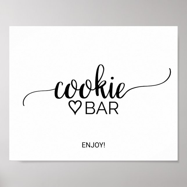 Simple Black Calligraphy Cookie Bar Sign (Front)
