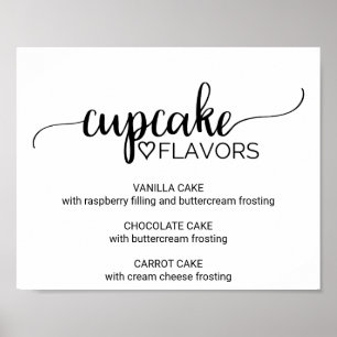 Simple Black Calligraphy Cupcake Flavours Sign