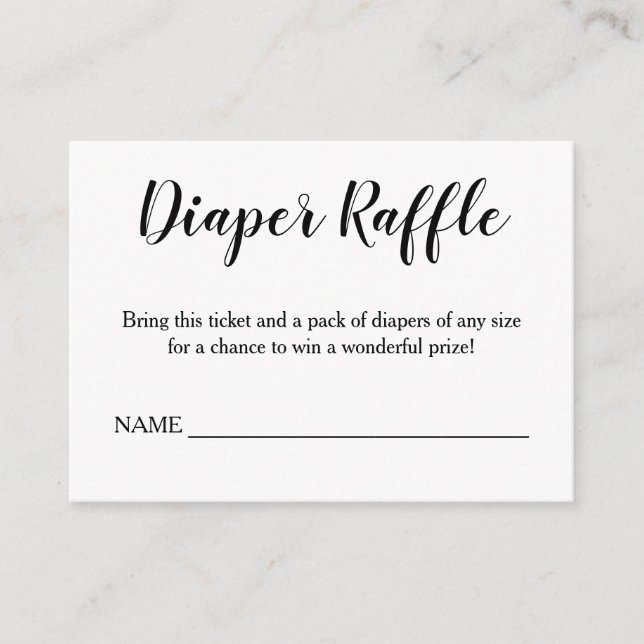 Simple Black Calligraphy Diaper Raffle Insert (Front)
