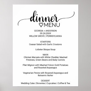 Simple Black Calligraphy Dinner Menu Sign