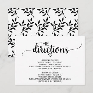 Simple Black Calligraphy Directions Insert