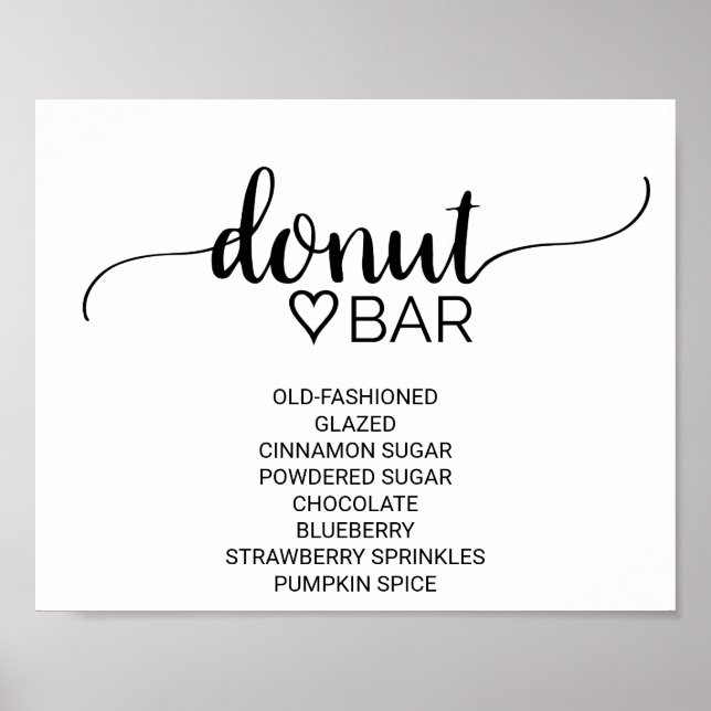 Simple Black Calligraphy Doughnut Bar Sign (Front)