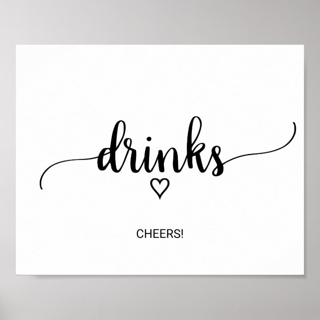 Simple Black Calligraphy Drinks Sign (Front)