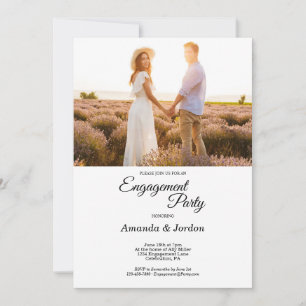 Simple Black Calligraphy Frame Photo Engagement Invitation